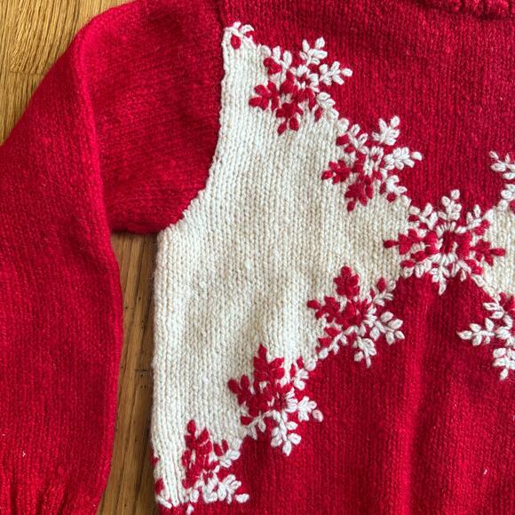 VTG Express Tricot Womens Small Christmas Sweater Wool Snowflake Holiday Chunky - Picture 8 of 16